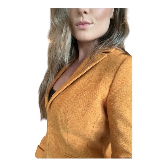 J. Crew Donegal Tweed Ecole Wool Cropped Blazer Size 8 Pumpkin Yellow Marigold - Picture 6 of 13